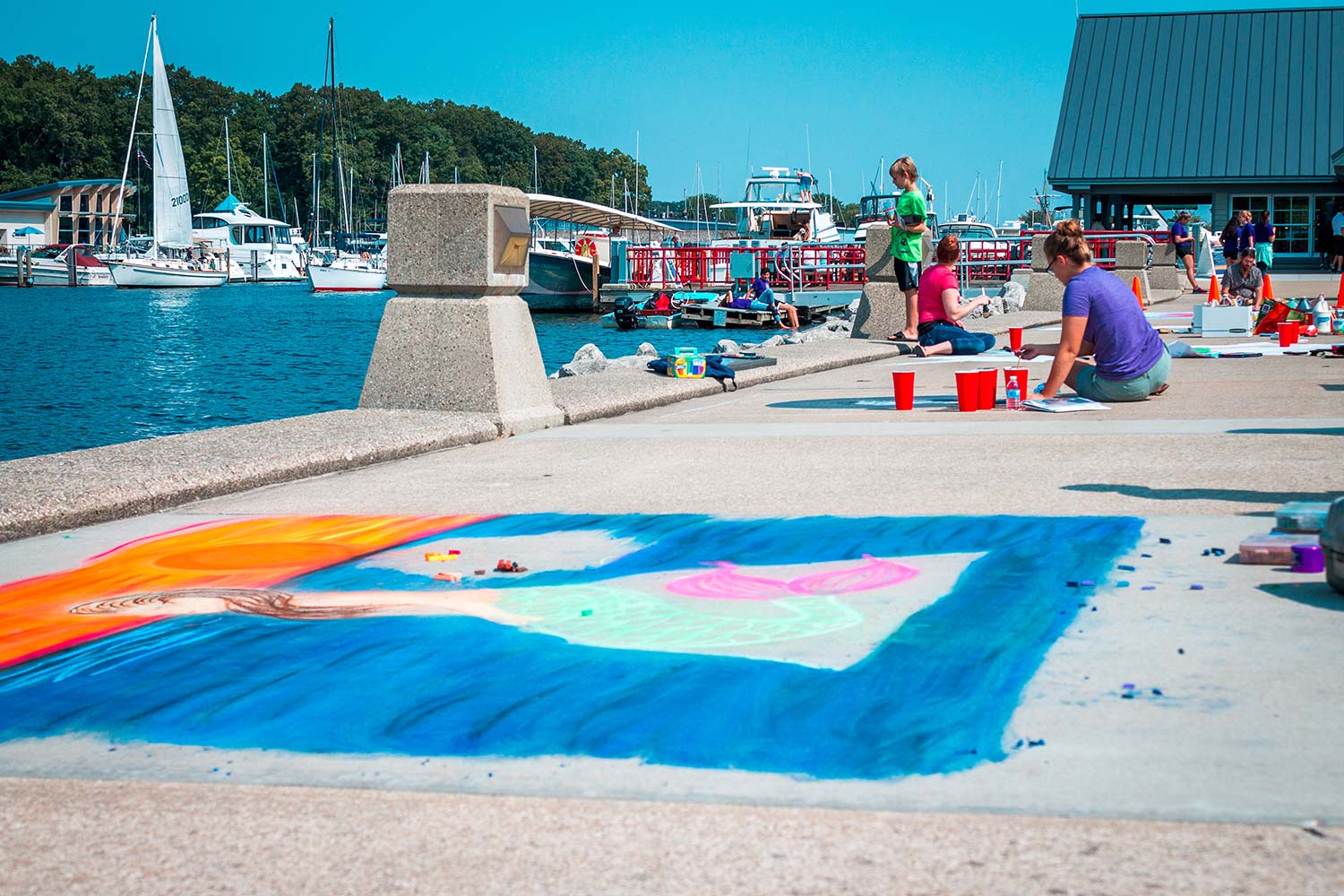 chalk painting in South Haven, Riverfront Concert Series